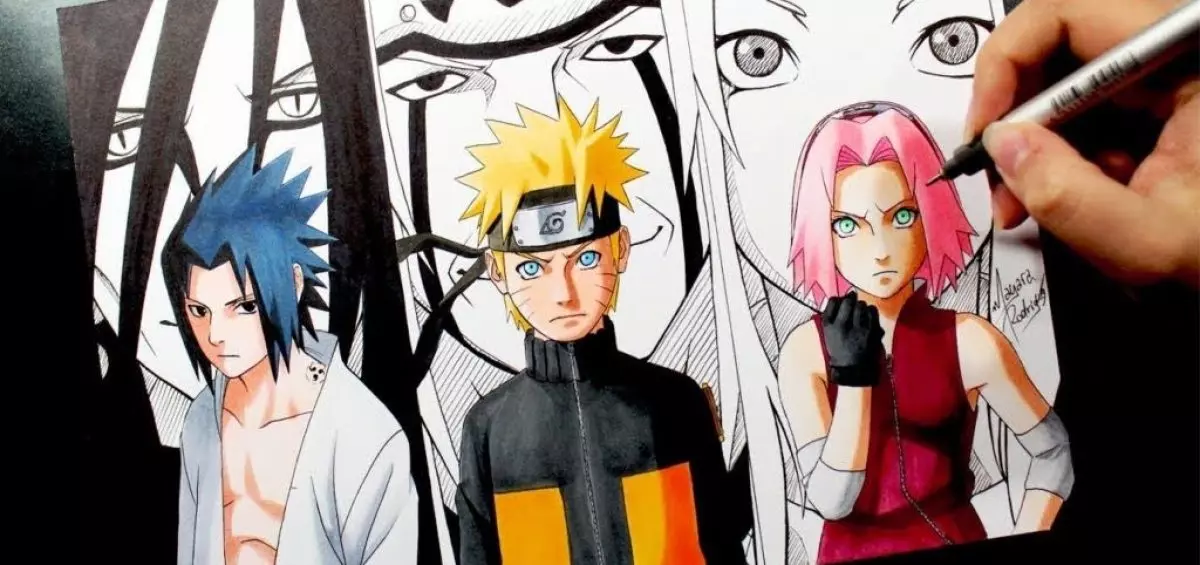 Linha artística Sasuke Uchiha Desenho Anime Naruto, Anime, ângulo